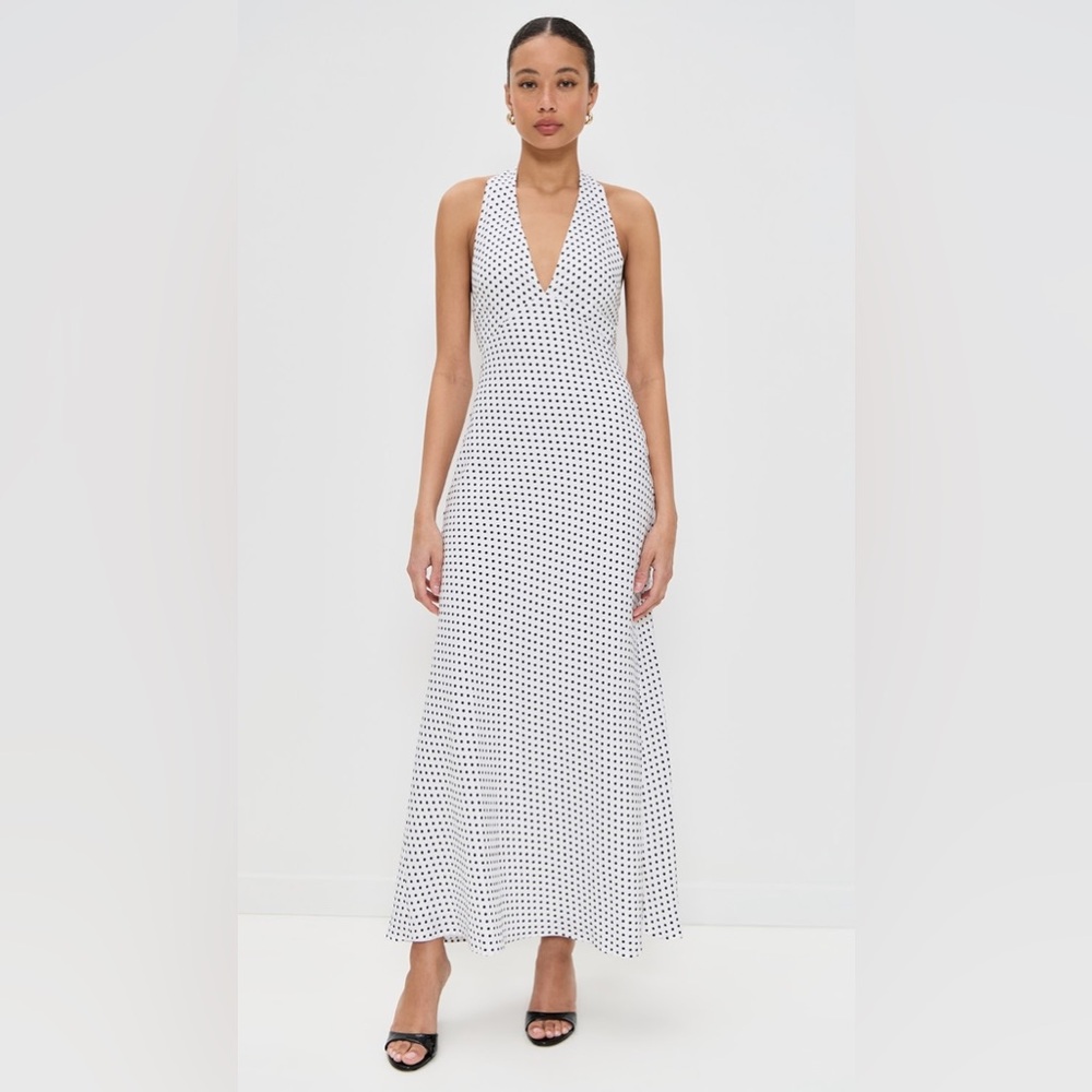 Reformation Delilah Linen Dress In Eclipse Dot, brand new, never worn, no flaws.